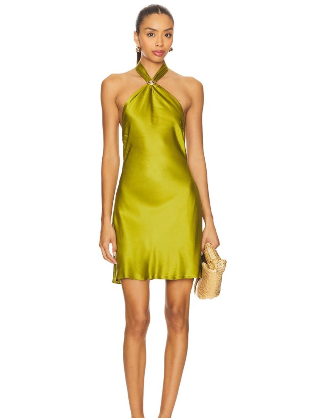 House of Harlow 1960 x REVOLVE Sakai Mini Dress in Cypress Green silk satin